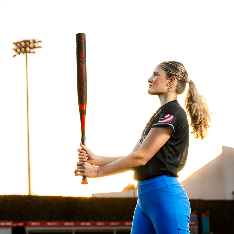 2024 Easton Ghost Advanced Fastpitch Bat: The bat in a player’s hands.