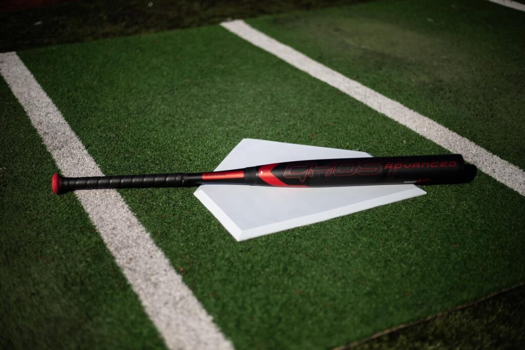 2024 Easton Ghost Advanced Fastpitch Bat: Bat on home plate.