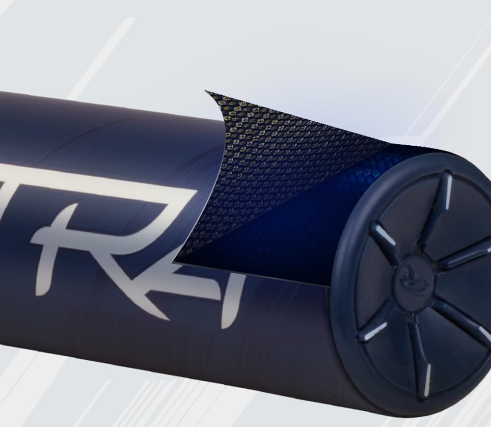 A close-up of the bat’s composite barrel to emphasize the high-quality materials used for durability.